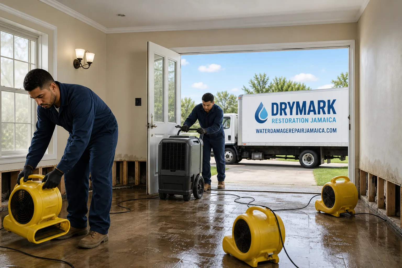 DryMark Restoration Jamaica damage restoration service vehicle and crew in Jamaica, NY